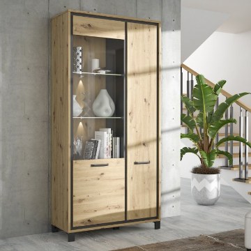 Forte Вітрина 100 см Trondheim Дуб Artisan/Дуб чорний, TDHV821L-C773 - Home Club