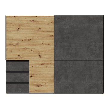 Forte Розсувна шафа 250 см із шухлядами Winn 2, дуб Artisan/бетон, W2QS52331-C752 - Home Club