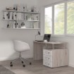 Forte Письменный стол 140x60 см с 3 ящиками Rondino, белый глянцевый/песочный дуб, RDIB211-T30 - Home Club