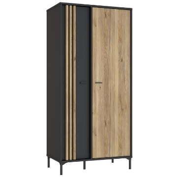 Forte Шафа 90 см Joakimis Дуб Mauvella/Чорний, JMXS721-M637 - Home Club