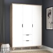 Forte Шафа 140 см із шухлядами Vankka, дубове покриття/білий, FINVNKS831-L25 - Home Club