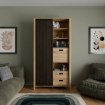 Forte Стелаж 100 см з ламелями та шухлядами Jytana Дуб Mauvella/Чорний, JTNR722L-M635 - Home Club