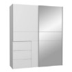 Forte Розсувна шафа з дзеркалом і шухлядами, 170 см, Winn 2, біла, W2QS8233S-120 - Home Club, зображення 2