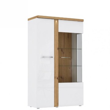 Forte Вітрина 100 см з підсвічуванням Tuluza Білий/Дуб Artisan, TUZV621B-C843 - Home Club