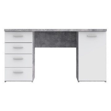 Forte Письмовий стіл 145x60 см з 4 шухлядами та шафкою, білий/бетон, MT926-C264 - Home Club