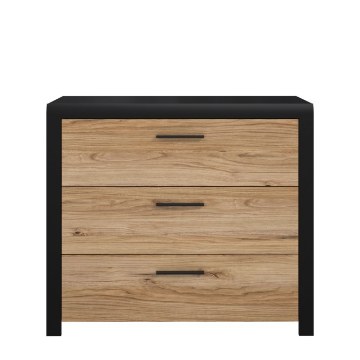 Forte Комод із 3 шухлядами Dalate Дуб Катанія/Чорний, DQLK211-M265 - Home Club