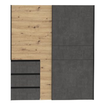 Forte Розсувна шафа 170 см із шухлядами Winn 2, дуб Artisan/бетон, W2QS823E71-C752 - Home Club