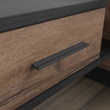 Forte Ліжко з підсвічуванням та тумбочками 160x200 см Bellevue «Шляхетний дуб»/«Чорний дуб», BLQL161B-N09 - Home Club
