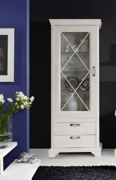 Forte Вузька вітрина шириною 80 см із шухлядами Kashmir, біла сосна, KSMV73-D43 - Home Club