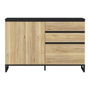 Forte Шафа для взуття 150 см із шухлядами Quayle Чорна/Дуб Mauvella, QXLK231L-M733 - Home Club