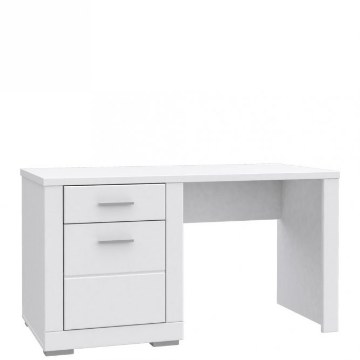Forte Білий письмовий стіл 140x70 см із шухлядою та шафкою Snow, SNWB21-C50 - Home Club