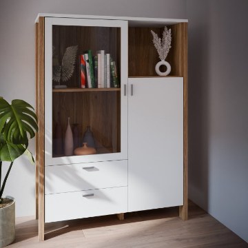 Forte Вітрина 110 см із шухлядами Saitama, дуб Mauvella/Secret Grey, SQMV521L-M826 - Home Club