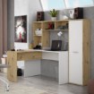Forte Кутовий письмовий стіл із книжковою шафою, білий/дуб Artisan, ERBB541-C979 - Home Club