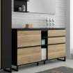 Forte Шафа для взуття 180 см із шухлядами Quayle Чорна/Дуб Mauvella, QXLK223L-M733 - Home Club