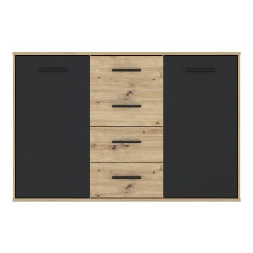 Forte Комода 120 см Antuza Дуб Artisan/Чорний, NTU231-M712 - Home Club