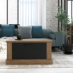 Forte Квадратний журнальний столик із шухлядками 85x85 см Kaszimiro Дуб Waterford/Чорний, CFTT5014-M328 - Home Club