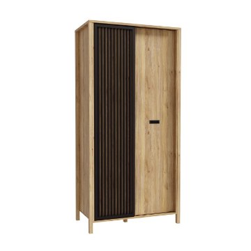 Forte Шафа з ламелями 100 см Jytana Дуб Mauvella/Чорний, JTNS821L-M635 - Home Club