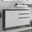 Forte Шафа для взуття 150 см із шухлядами Quayle, колір «Графіт/Secret Grey», QXLK231L-M732 - Home Club