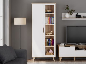 Forte Вітрина 90 см Vankka, дубова дошка/білий, VNKV721-L25 - Home Club