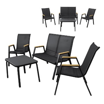 Kontrasto Комплект Marbella Wood на 4 особи, чорний Dw, Meb000081 - Home Club