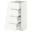 Напольный шкаф 4 фронт. панели, 4 ящика, белый, Aspudden,  матовый белый, 40 x 37 см
