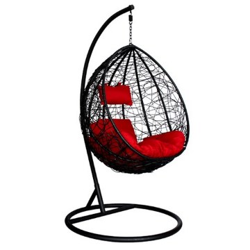 Garden Line Подвесное кресло L, черное, подушка — красная, каркас — черный, FAT6863 - Home Club