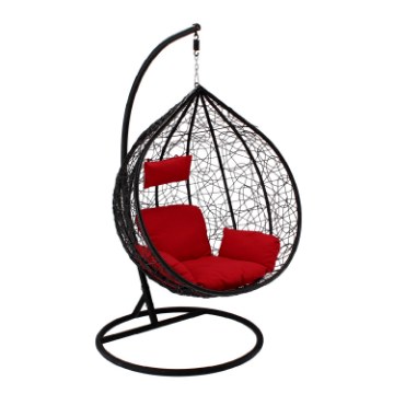 Garden Line Подвесное кресло L, черное, подушка — красная, каркас — черный, FAT6863 - Home Club
