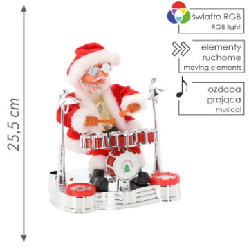 Chomik Санта С Ударными Инструментами - Играющий 25,5 См, SAT6499 - Home Club
