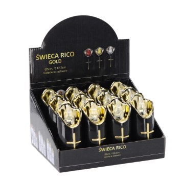 Chomik Свічка Led Rico 12,5 см, чорно-золота, холодно-біла, ZOZ8009 - Home Club