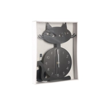 Chomik Настенные Часы «Кот» С Маячком, 37 x 25,5 x 3,8 См, Черные С Белыми Цифрами, ZEG5548 - Home Club
