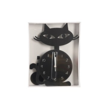 Chomik Настенные Часы «Кот» С Маячком, 37 x 25,5 x 3,8 См, Черные С Белыми Цифрами, ZEG5548 - Home Club