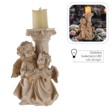 Chomik Фигурка Ангела Со Светодиодной Свечой 16 x 14,5 x 31 См, DED1789 - Home Club