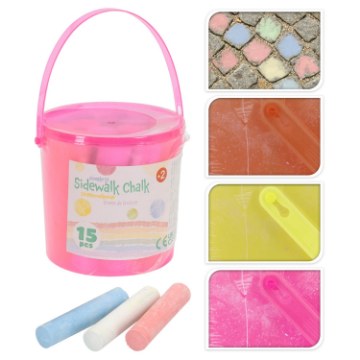 Chomik Мел для рисования на асфальте в ведерке, 15 шт., AMS5190 - Home Club