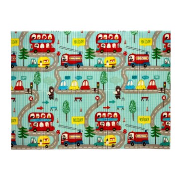 BackHome Living Двусторонний обучающий коврик 150x200x1 см, складной, с изображением автомобилей и самолетов + сумка, KID4305 - Home Club