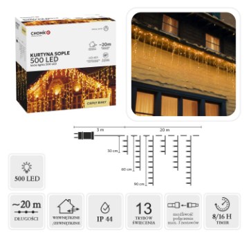 Chomik Завеса Sople 500L Тепло-Белый, Длина 3 + 20 М, LED9867 - Home Club