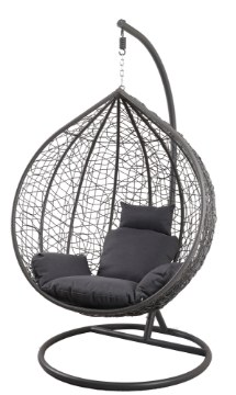 Garden Line Подвесное кресло, размер Xl, темно-серый, подушка — темно-серая, каркас — темно-серый, FAT9733 - Home Club