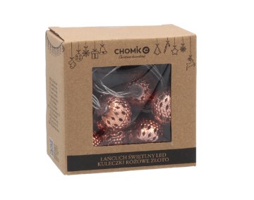 Chomik Светодиодная гирлянда с шариками 10 л, розовое золото, теплый белый, LED1051 - Home Club