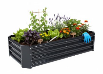 Garden Line Грядка для овочів та квітів 120 × 60 × 30 см, прямокутна, антрацитова, ZAK8458 - Home Club