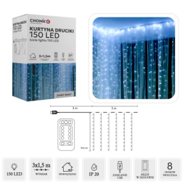 Chomik Світлова Гірлянда «Дротики» 150 Л, Холодний Білий, 3 х 1,5 М, Usb, З Пультом Дистанційного Керування, LED8493 - Home Club