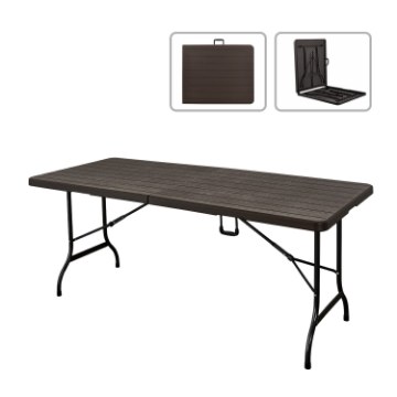 Garden Line Складний Туристичний Стіл 180 x 75 x 72 См, Коричневий, ZUM0988 - Home Club