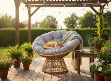 Garden Line Вращающееся кресло «Rotiva» (ротанг — коричневый, подушка — бежевая), FAT6952 - Home Club