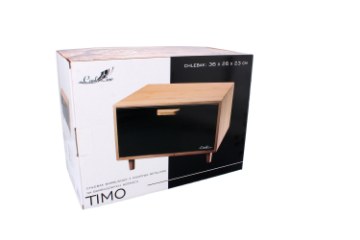 Chomik Хлібниця Timo — Бамбукова З Металевою Кришкою На Бамбукових Ніжках 36 x 26 x 23 см, Чорний Матовий, NEL4959 - Home Club
