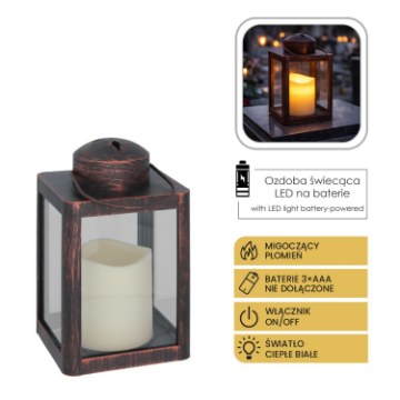 Chomik Ліхтарік З Свічкою Led 10 x 10 x 17 См, Чорний, LED9862 - Home Club