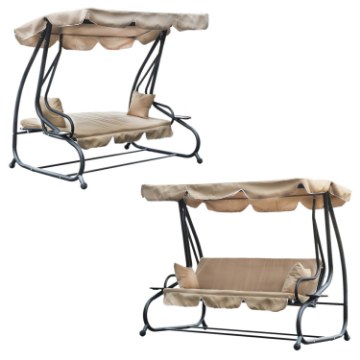 Garden Line Садовая Качель 210 x 120 x 170 См, Тёмно-Бежевая, С Функцией Лежачика, KRE0759 - Home Club