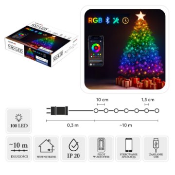 Chomik Світлові кульки Smart Led 100L, різнокольорові, Usb, довжина 0,3 + 10 м, LED9292 - Home Club