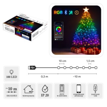 Chomik Гирлянда Smart Led 100L, многоцветная, с Usb-подключением, длина 0,3 + 10 м, LED9292 - Home Club