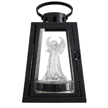 Chomik Чорний Ліхтар 10 × 10 × 20 См З Led-Вставкою — Теплий Білий Янгол, LED9107 - Home Club