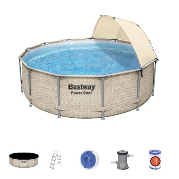 Bestway Бассейн на каркасе 3,96 × 1,07 м (бассейн, фильтрующий насос, лестница, крышка, навес, дозатор), BES5614V - Home Club