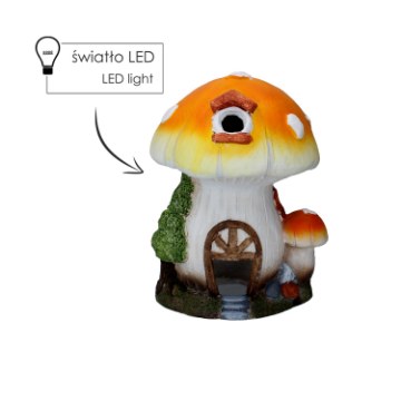 Garden Line Садовая Фигурка — Гриб «Домик» 24,5 × 22 × 32,5 См С Подсветкой Led, GOT5709 - Home Club