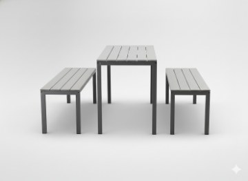 Garden Line Набір Садових Меблів Стіл 110 x 58,5 x 75,5 См + 2 Лавки 110 x 39 x 45 См Сірий, MEB0841 - Home Club